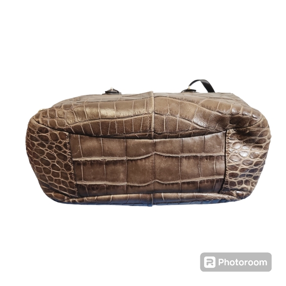 Coach Chelsea Shoukder Bag Chocolate Brown Crocodile Embossed Leather - Picture 6 of 8